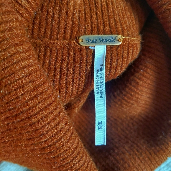 Free People Color Block Turtleneck Sweater in Pink Brown Tan - Picture 9 of 10